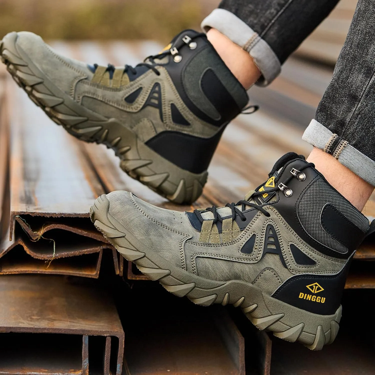 Steel Toe Boots for Men Safety Work Boots Comfortable，Indestructible Industrial & Construction Shoes Mens Composite Toe Boots
