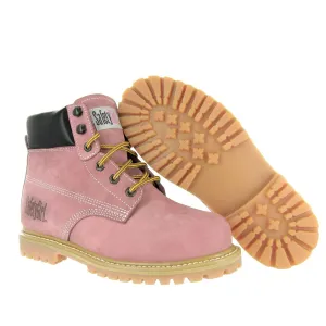 Steel Toe Boots for Women - Light Pink-10.5W | Waterproof Work Boots for Women Steel Toe Boots | Slip Resistant Work Shoes for Women | Lightweight Nubuck Leather for Comfort and Style