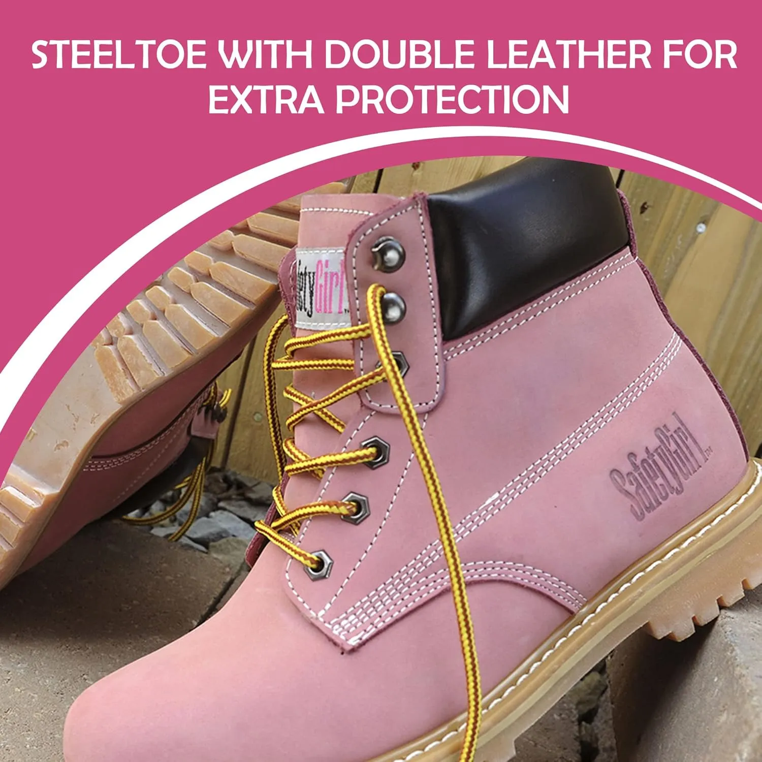 Steel Toe Boots for Women - Light Pink-10.5W | Waterproof Work Boots for Women Steel Toe Boots | Slip Resistant Work Shoes for Women | Lightweight Nubuck Leather for Comfort and Style