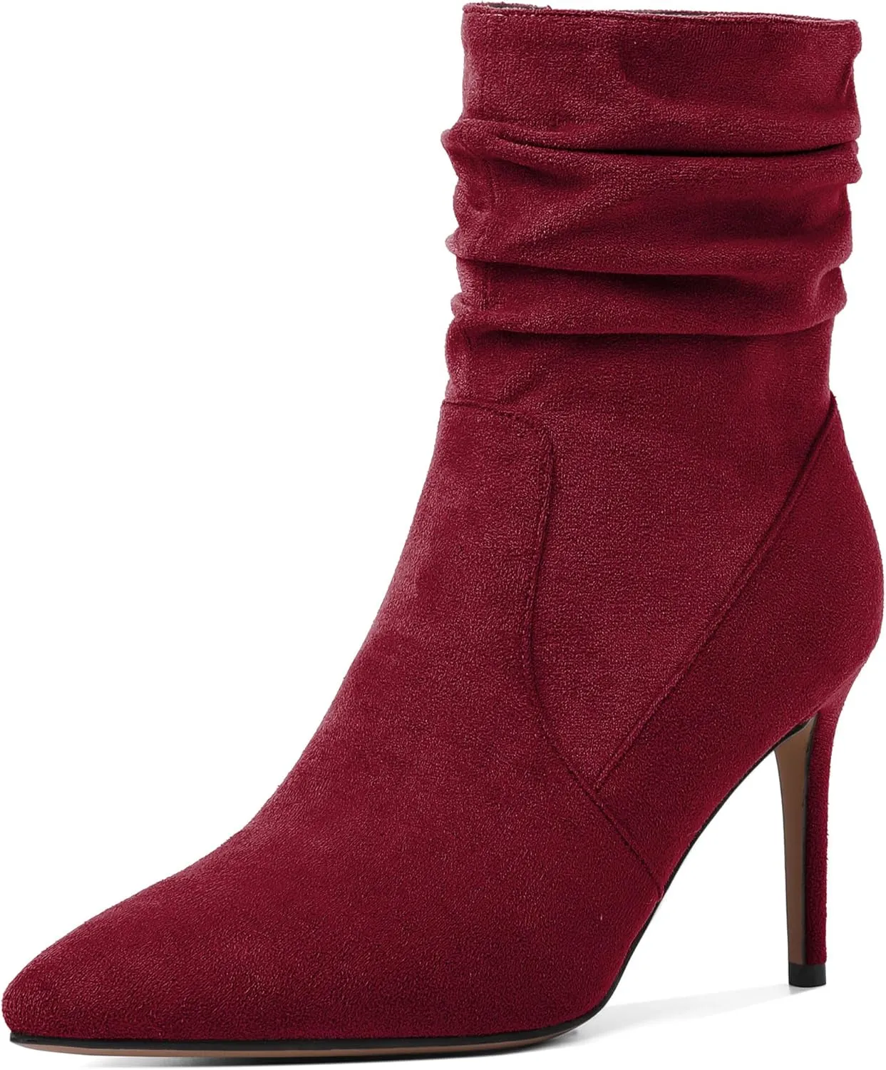 Stiletto High Heel Boots for Women Slouchy Boots Pointed Toe Boots for Work Formal 3.4 Inch Stylish Trendy Ankle Boots
