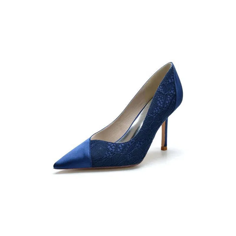 Stiletto Pointy Heels Lace Wedding Shoes