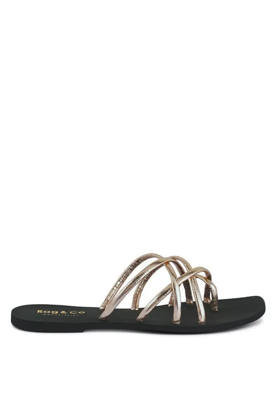 Strappy Flat Slide Sandals