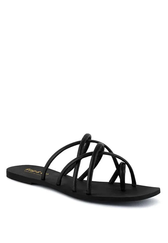 Strappy Flat Slide Sandals