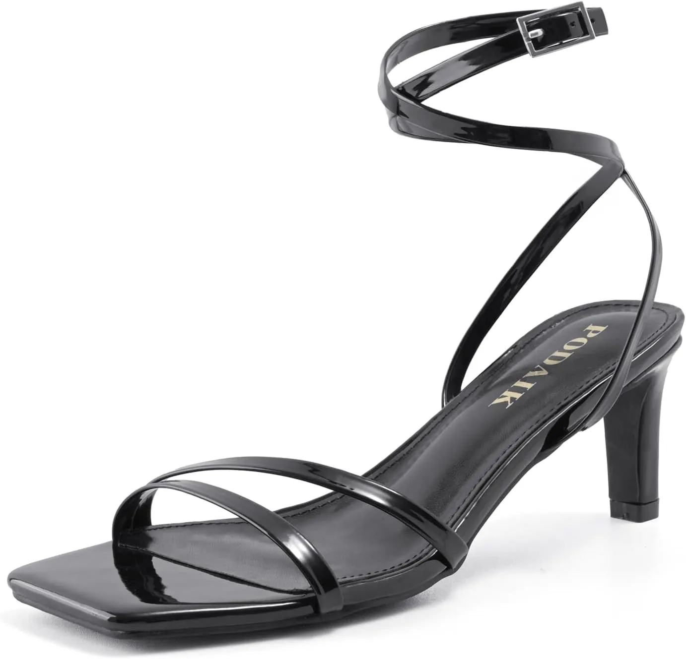 Strappy Heels for Women Chunky Heel Summer Square Toe Heeled Sandals Comfortable Adjustable Buckle Ankle Strap Sexy Dressy Shoes Party Wedding