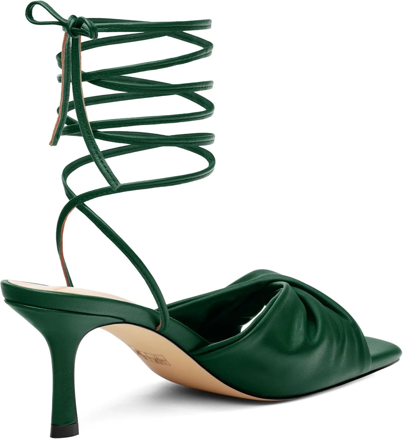 Strappy Heels for Women Lace Up Heels Tie Up Stiletto High Heeled Sandals Matte with Pleat Square Open Toe Heels for Prom Party 2.5 Inch