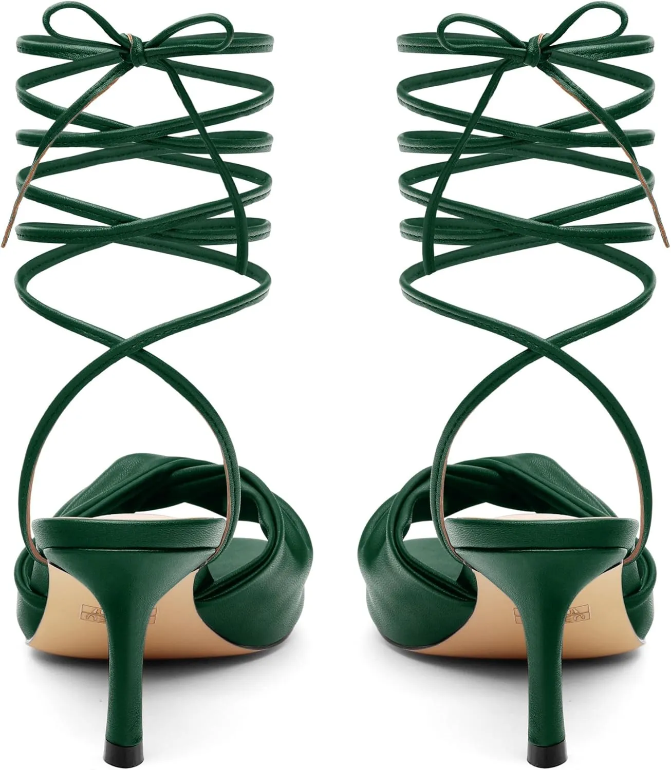 Strappy Heels for Women Lace Up Heels Tie Up Stiletto High Heeled Sandals Matte with Pleat Square Open Toe Heels for Prom Party 2.5 Inch