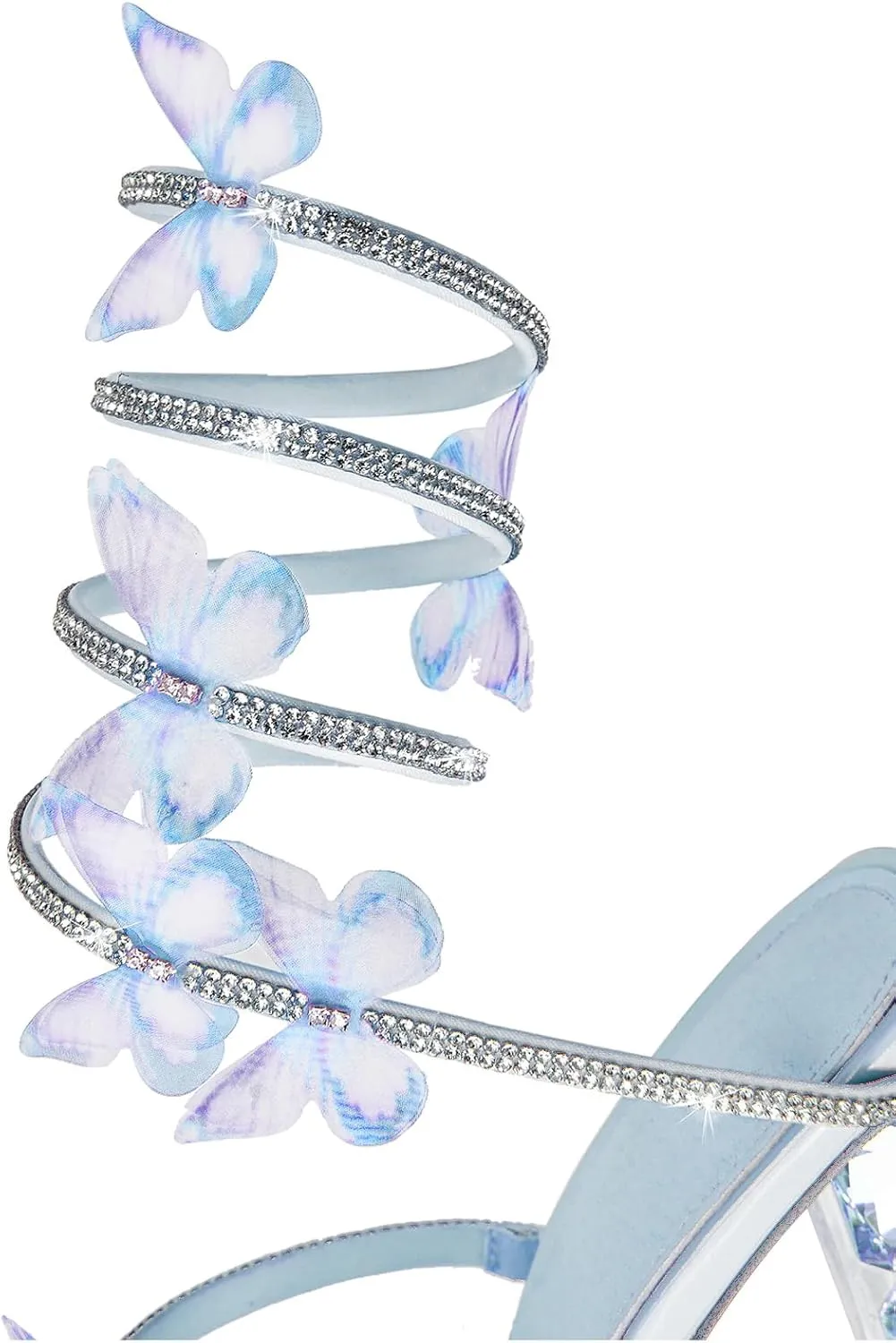 Strappy Heels for Women Rhinestone Crystal High Block Heeled Sandals Square Open Toe Sparkly Dress Prom Heels Shoes for Party Wedding