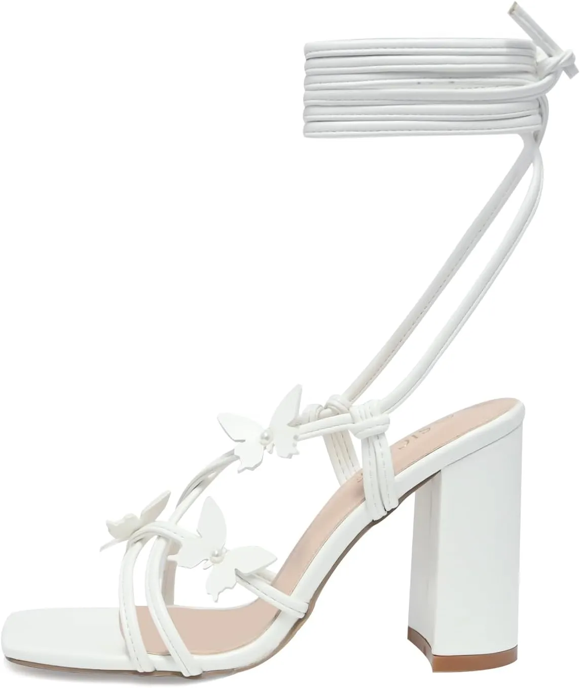 Strappy Heels for Women Sexy Lace Up Chunky High Heels Sandals Square Open Toe Heels with Bow White Black Gold Silver Tie Up Block Heels for Party, Prom, Evening