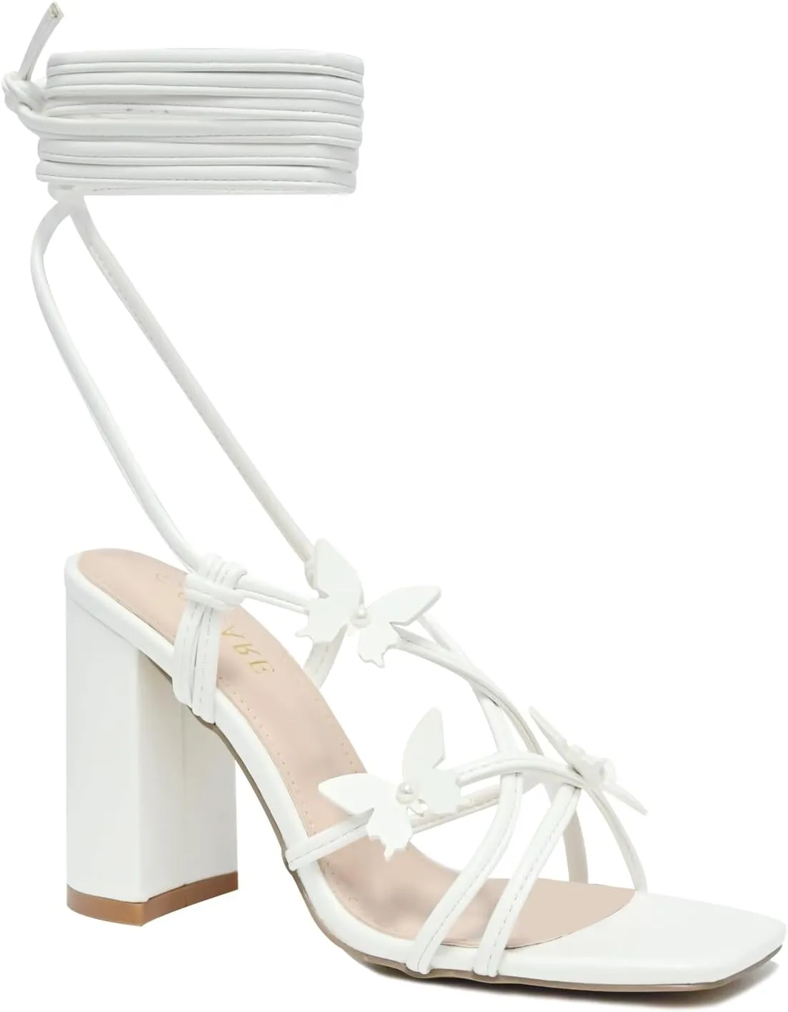 Strappy Heels for Women Sexy Lace Up Chunky High Heels Sandals Square Open Toe Heels with Bow White Black Gold Silver Tie Up Block Heels for Party, Prom, Evening