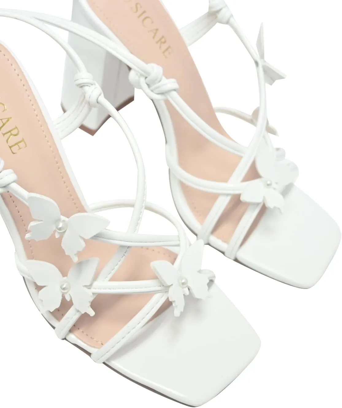 Strappy Heels for Women Sexy Lace Up Chunky High Heels Sandals Square Open Toe Heels with Bow White Black Gold Silver Tie Up Block Heels for Party, Prom, Evening