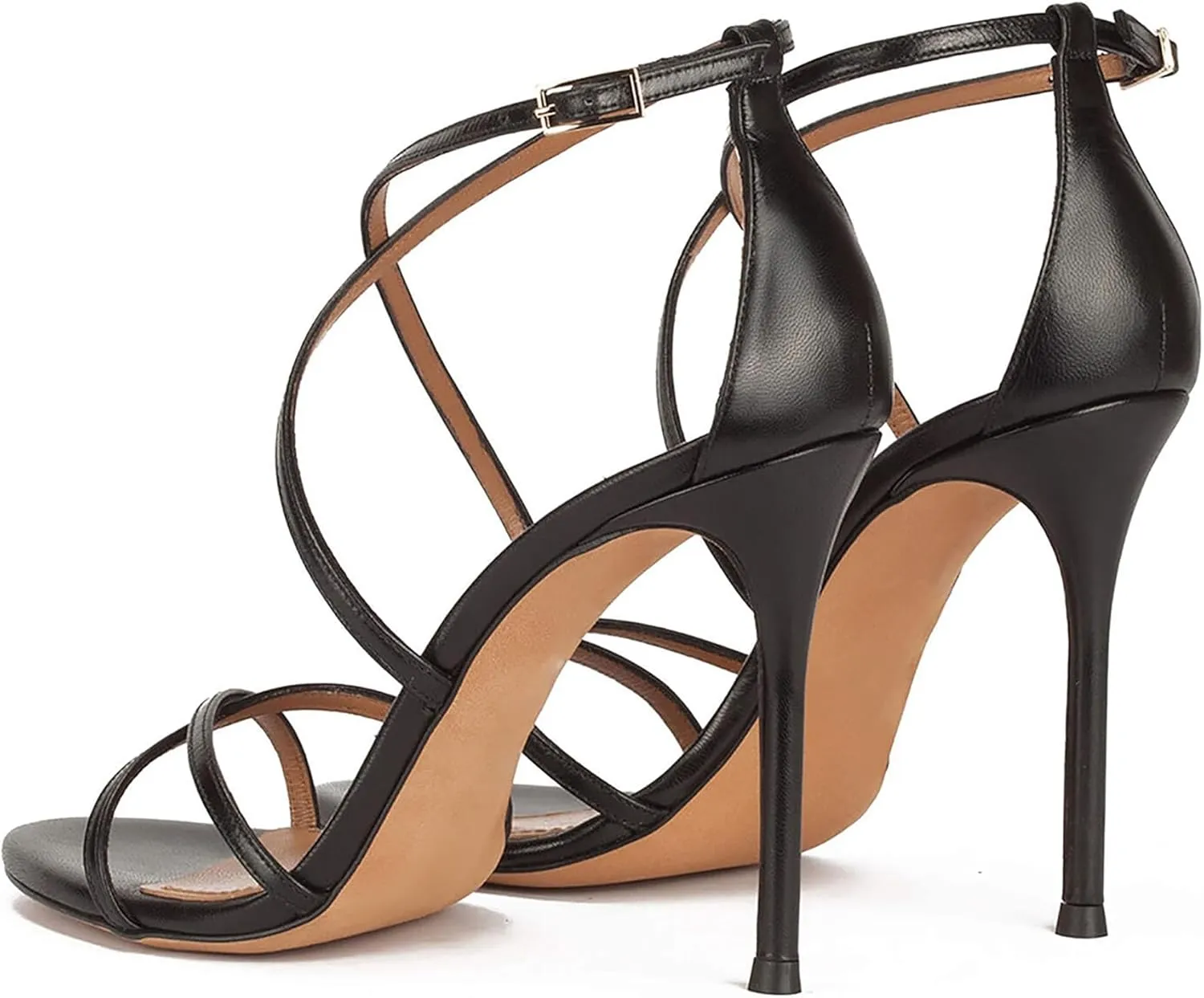 Strappy High Heels Sandals for Women, Fashion Open Toe Stiletto Heels Sandals Classic Round Toe Cross Straps Party Sexy Stiletto High Heel Sandals