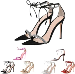 Strappy High Heels Sandals for Women, Fashion Open Toe Stiletto High Heels 10cm Sandals Classic Round Toe Cross Straps Party Sexy Stiletto