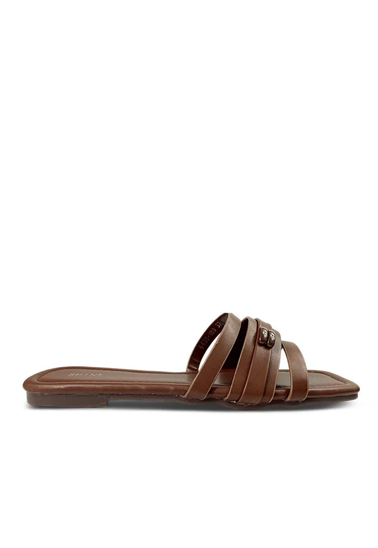 Strappy PU leather Padded Flat Sandals