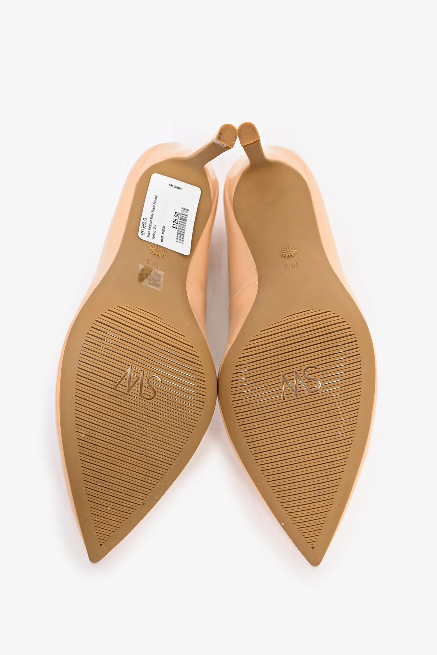 Stuart Weitzman Nude Patent Pointed Heels Size 10.5