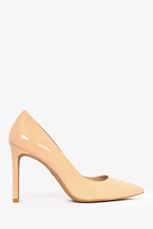 Stuart Weitzman Nude Patent Pointed Heels Size 10.5