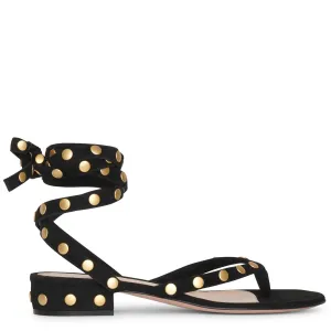Studded black suede sandals