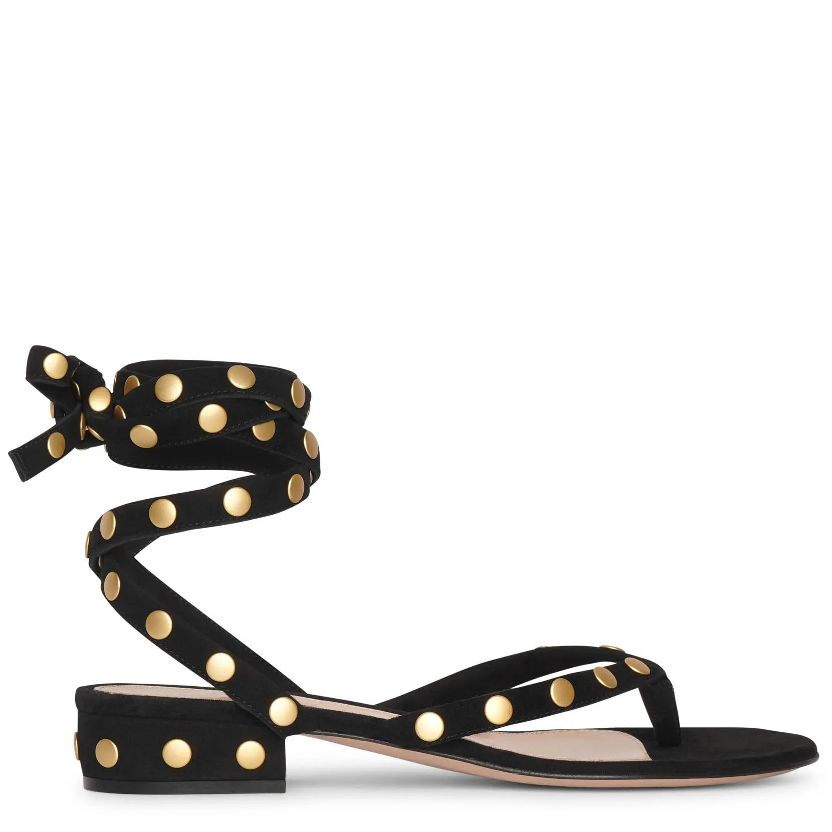 Studded black suede sandals