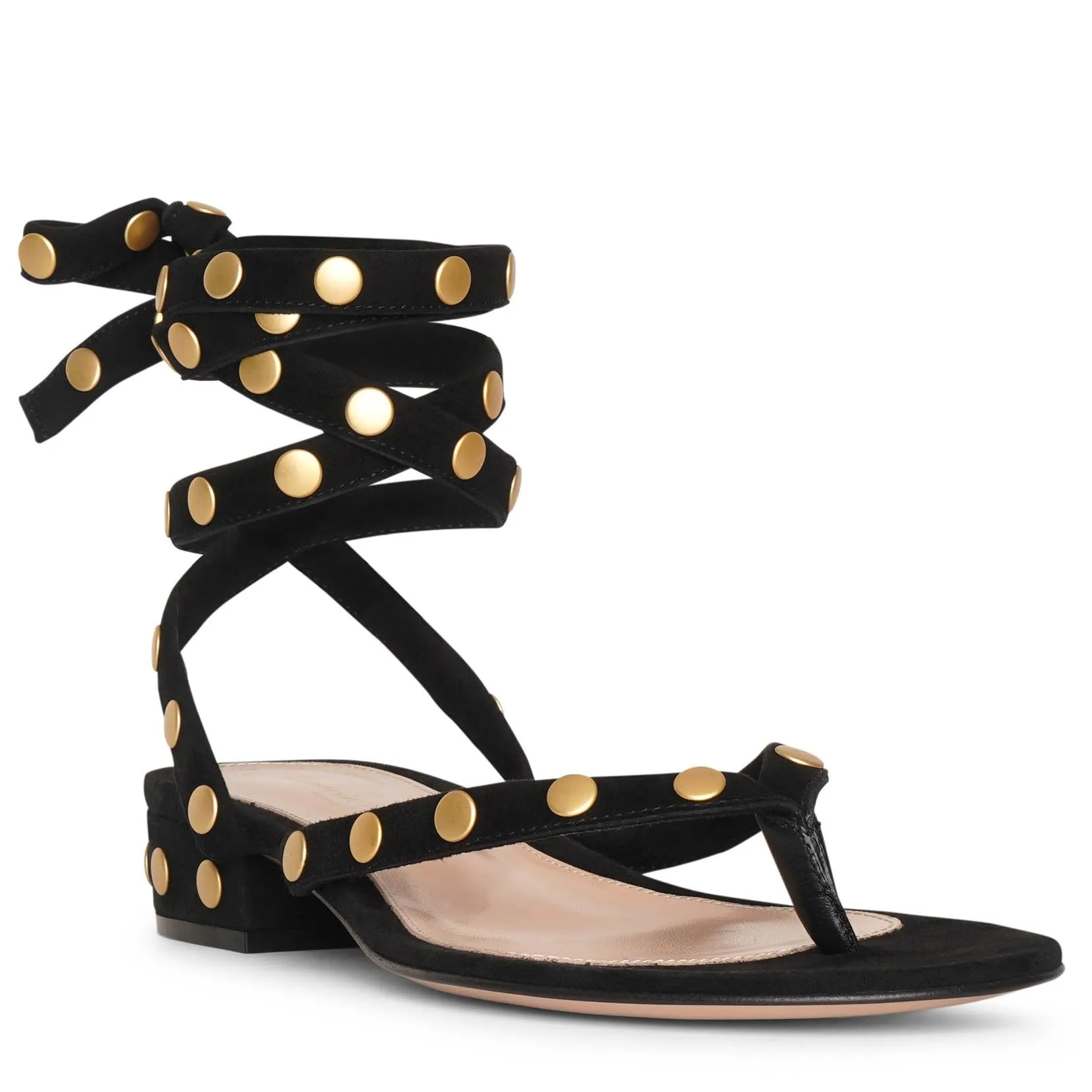 Studded black suede sandals