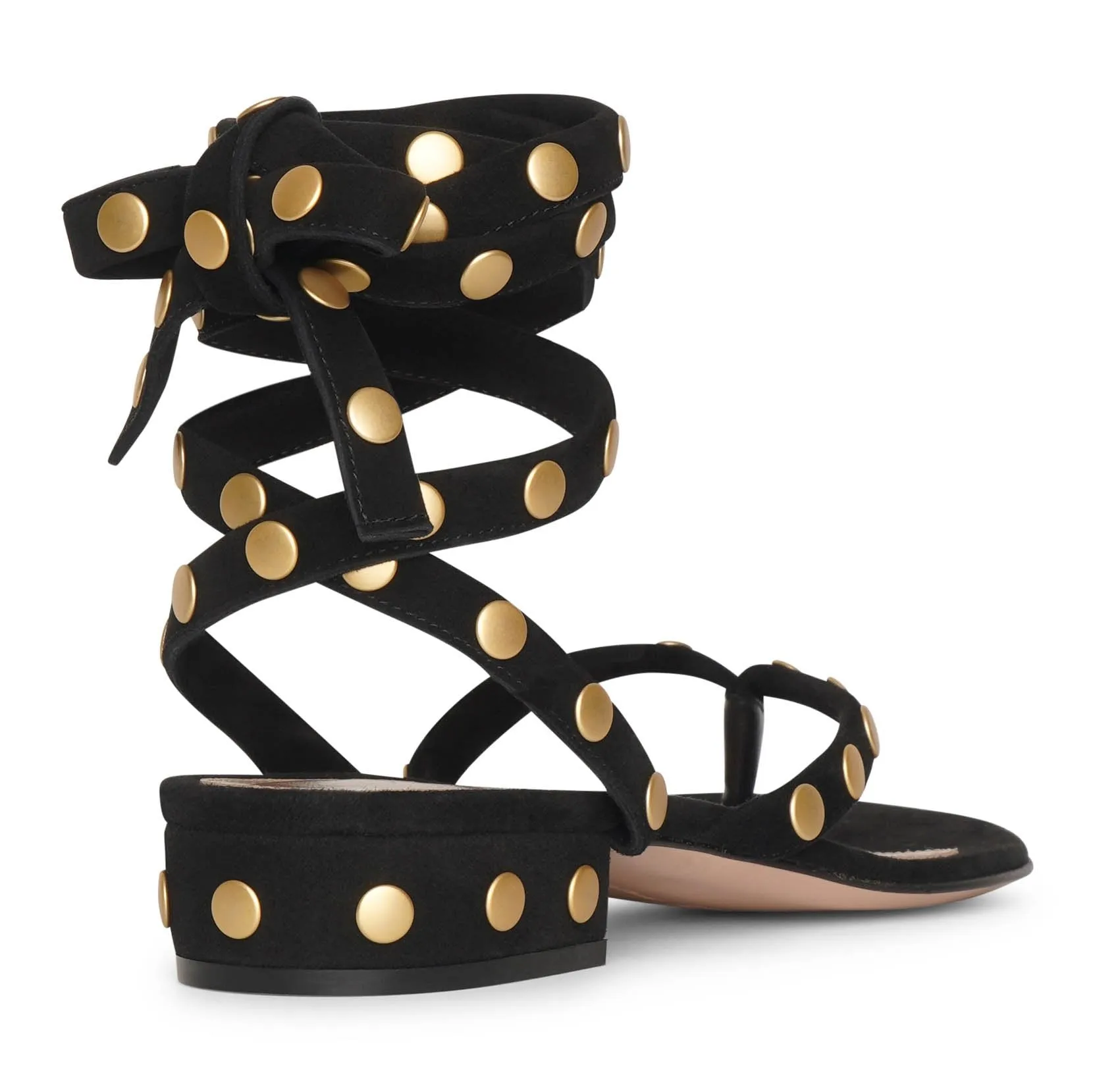 Studded black suede sandals