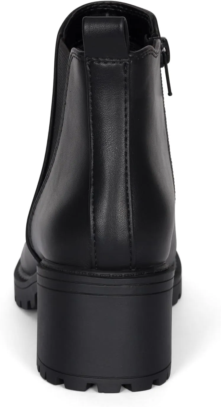 STYLISH S CIELO-K ~ Girls Lug Sole Block Heel Platform Chelsea Ankle Boots with Side Zipper