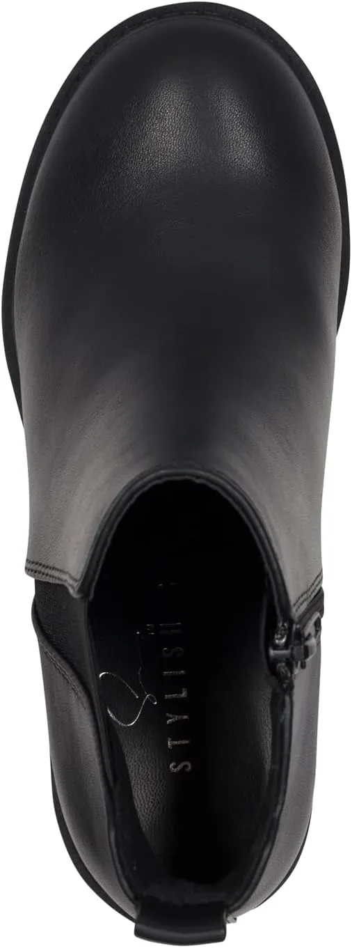 STYLISH S CIELO-K ~ Girls Lug Sole Block Heel Platform Chelsea Ankle Boots with Side Zipper