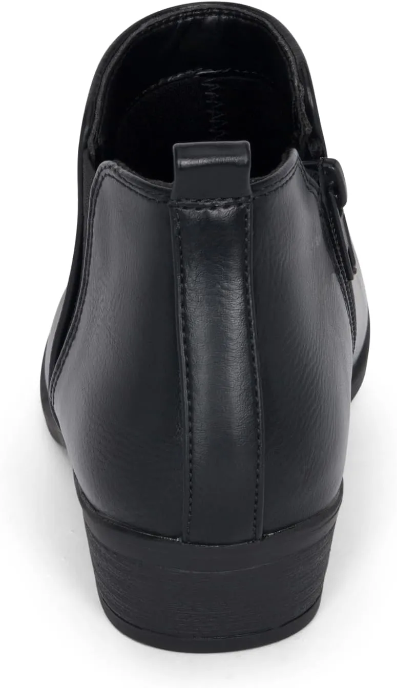 STYLISH S CISNE-K ~ Little Girls Low Stacked Heel Round Toe Chelsea Booties with Side Zipper