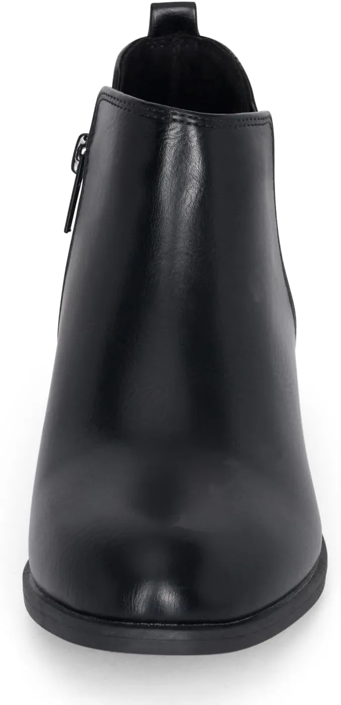 STYLISH S CISNE-K ~ Little Girls Low Stacked Heel Round Toe Chelsea Booties with Side Zipper