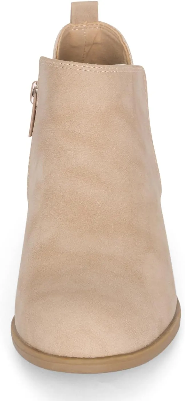STYLISH S CISNE-K ~ Little Girls Low Stacked Heel Round Toe Chelsea Booties with Side Zipper