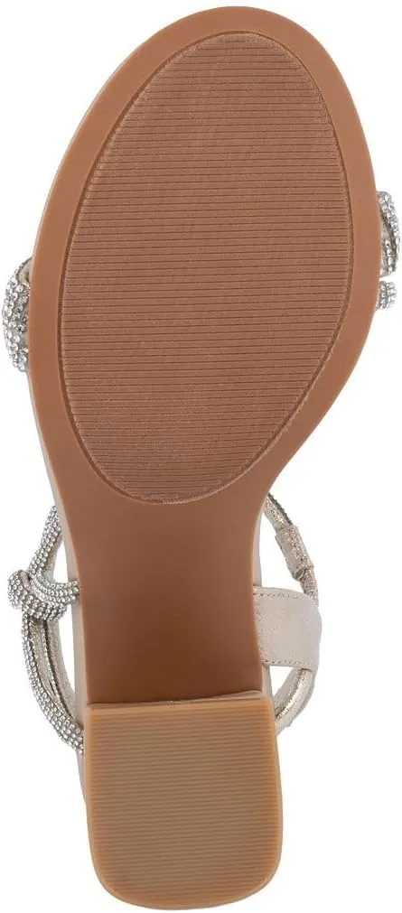 Sugar Women's Strappy Dress Sandals – Slip-On Block Heel Heels for Women, Open Toe Evening Party Shoes with Sparkly or Smooth Finish