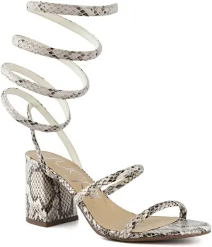 Sugar Women's Strappy Spiral Wrap Block Heel Sandals – Open Toe Dress Heels Comfort – Ankle Strap Party & Wedding Shoes