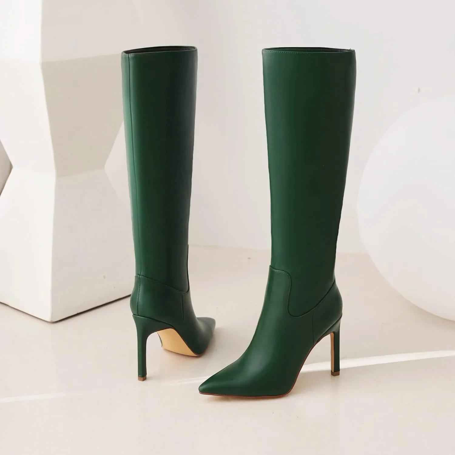 sun gurg Women's Knee High Boots Stiletto High Heels Sexy Zipper Knee Boots