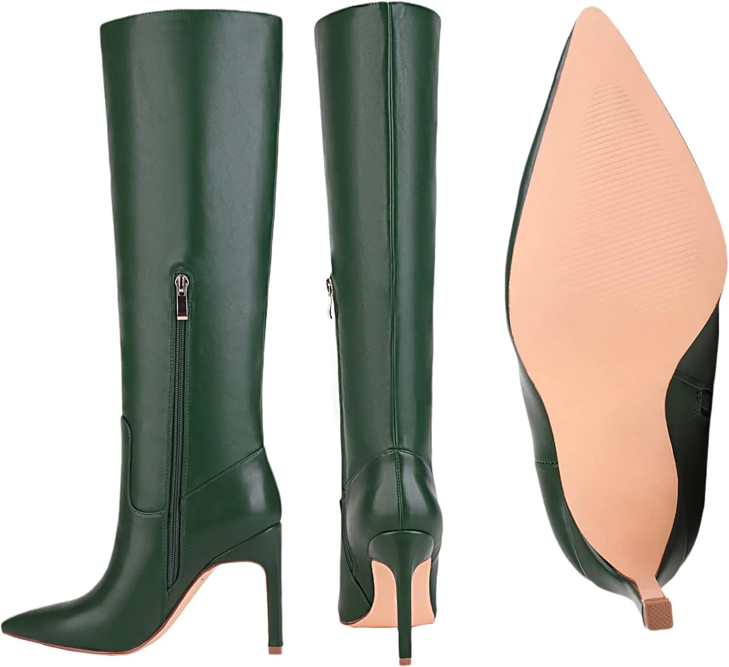sun gurg Women's Knee High Boots Stiletto High Heels Sexy Zipper Knee Boots