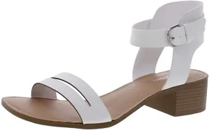 Sun   Stone Womens ALECTA Faux Leather Strappy Sandals White 10 Medium (B,M)