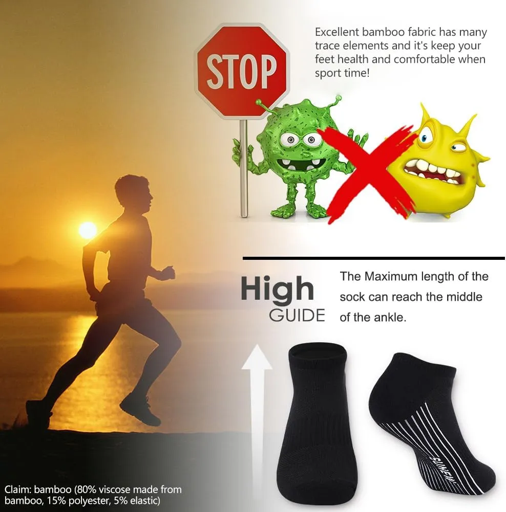 Sunew Viscose Bamboo Socks, Unisex Cushioned Comfortable Ankle Workout Hiking Golf Socks 6 Pairs