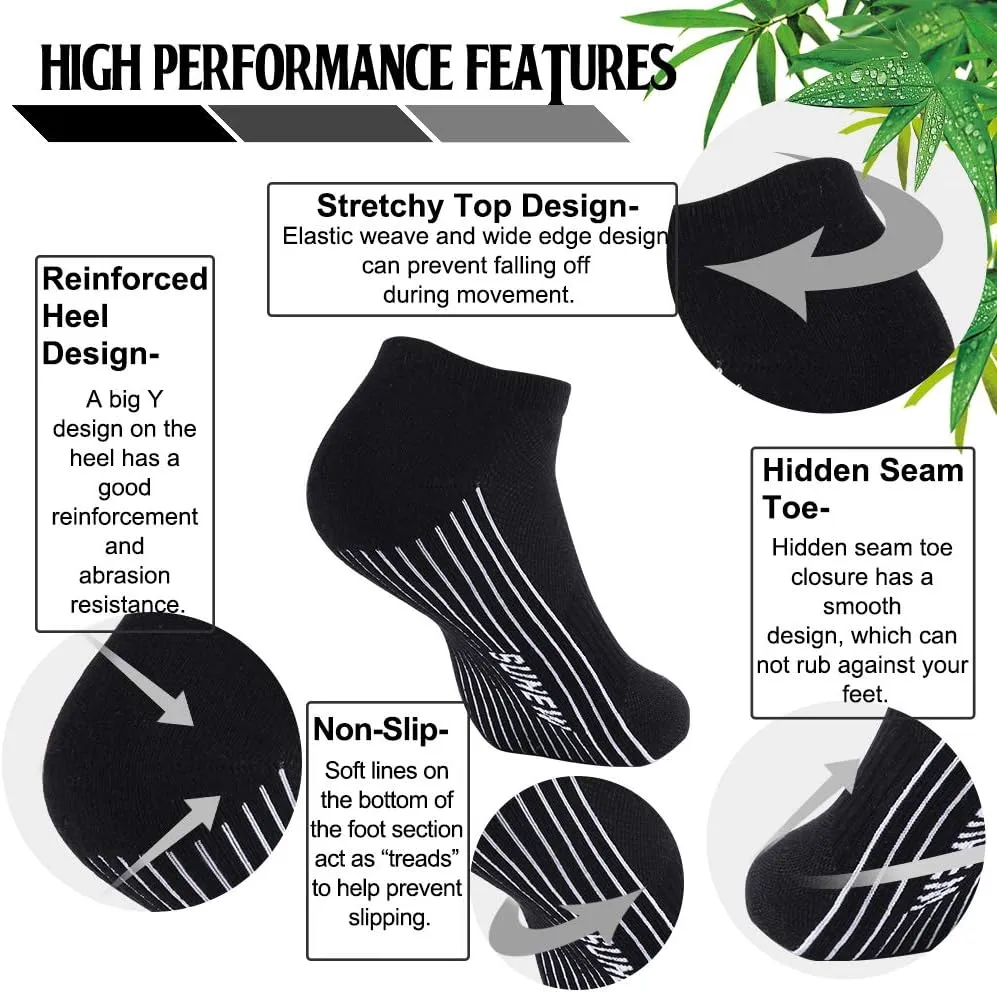 Sunew Viscose Bamboo Socks, Unisex Cushioned Comfortable Ankle Workout Hiking Golf Socks 6 Pairs