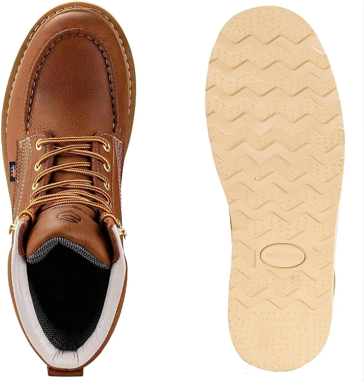 SUREWAY 6 in Mens Soft Toe Work Boots for Men-Full Grain Leather,Goodyear,Non-Slip EH Safety Industial Construction Wedge Moc Toe Work Boots/Shoes