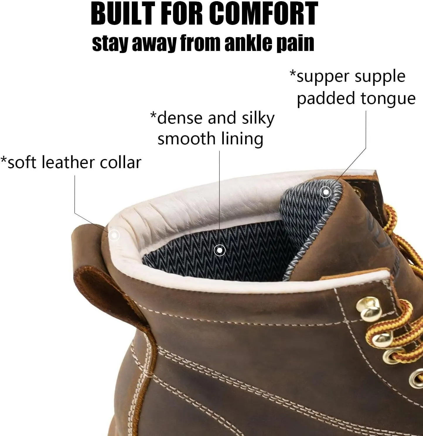 SUREWAY 6 in Mens Waterproof Soft Toe Work Boots for Men-Full Grain Leather,Goodyear,Non-Slip EH Safety Industial Construction Wedge Moc Toe Work Boots/Shoes