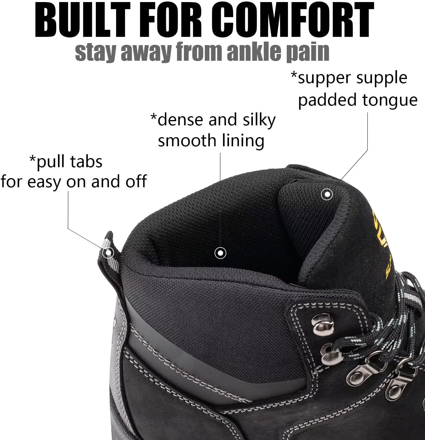SUREWAY 6" Waterproof Work Boot for Men, Extremely Comfortable Insole, Oil/Slip Resistant, Thicker Leather, Work Boots/Shoes for Men, EH Safety Industrial & Construction Work Boots