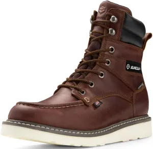 SUREWAY Men's 8" Waterproof Soft Toe Work Boots,Construction Industrial Safety Boot,Breathable Leather with Moc Toe,Slip Resistant Wedge Outsole and Comfort Insole,EH Rated,Lace Up,Goodyear Welt