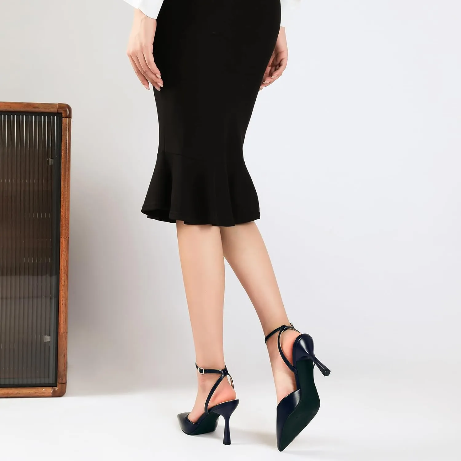 Susanny Heels for Women Stiletto Closed Pointed Toe Backless Dress Shoes High Heels Sexy Kitten Pumps Wedding Guest Party Dance Prom Dressy Comfort Shoes