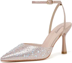 Susanny Heels for Women Stiletto Closed Pointed Toe Backless Dress Shoes High Heels Sexy Kitten Pumps Wedding Guest Party Dance Prom Dressy Comfort Shoes