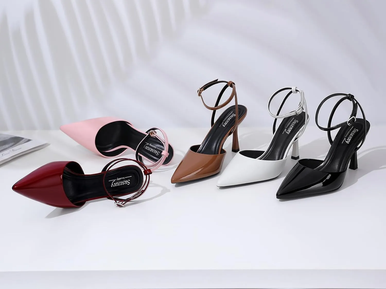 Susanny Heels for Women Stiletto Closed Pointed Toe Backless Dress Shoes High Heels Sexy Kitten Pumps Wedding Guest Party Dance Prom Dressy Comfort Shoes