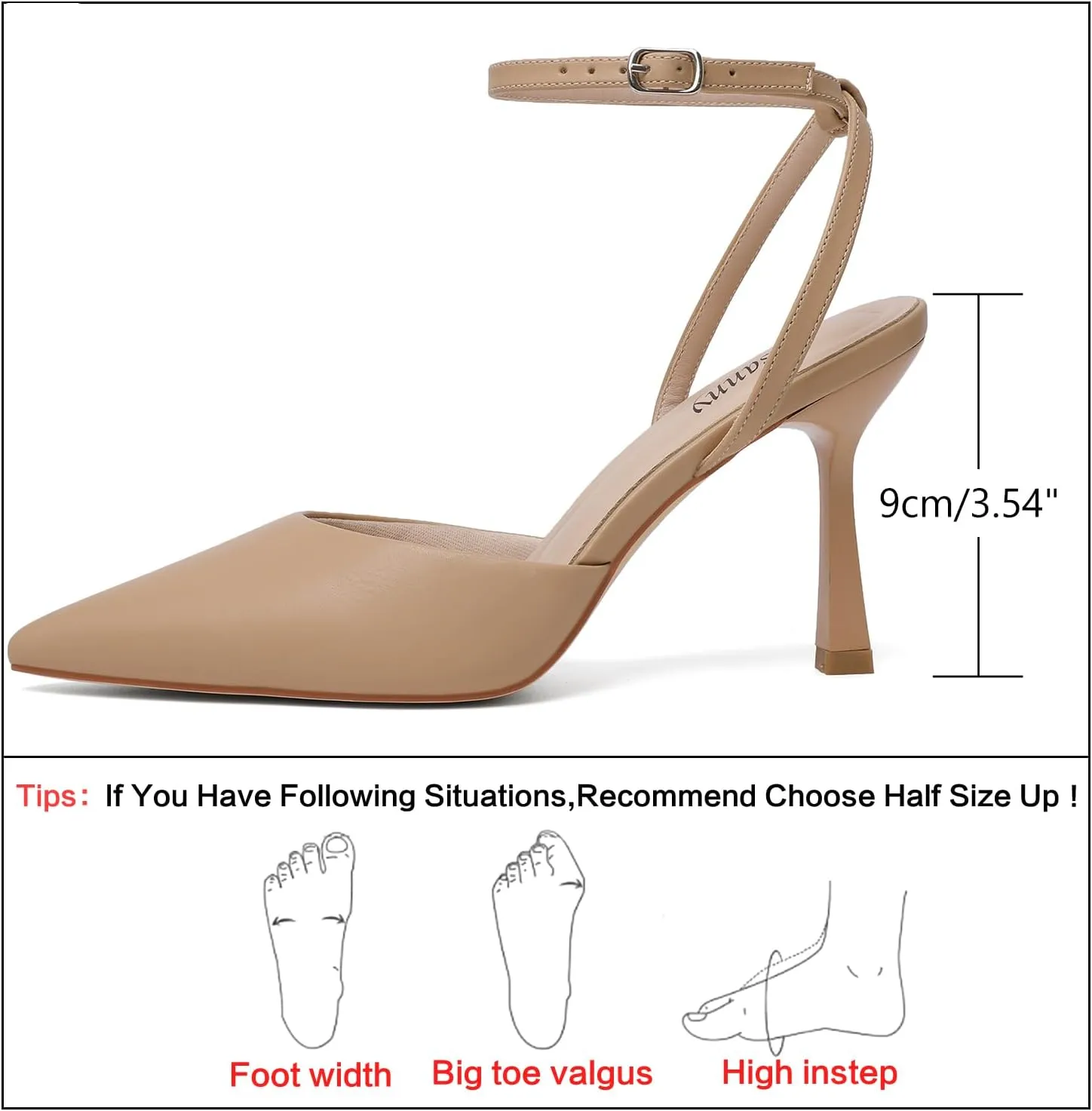 Susanny Heels for Women Stiletto Closed Pointed Toe Backless Dress Shoes High Heels Sexy Kitten Pumps Wedding Guest Party Dance Prom Dressy Comfort Shoes