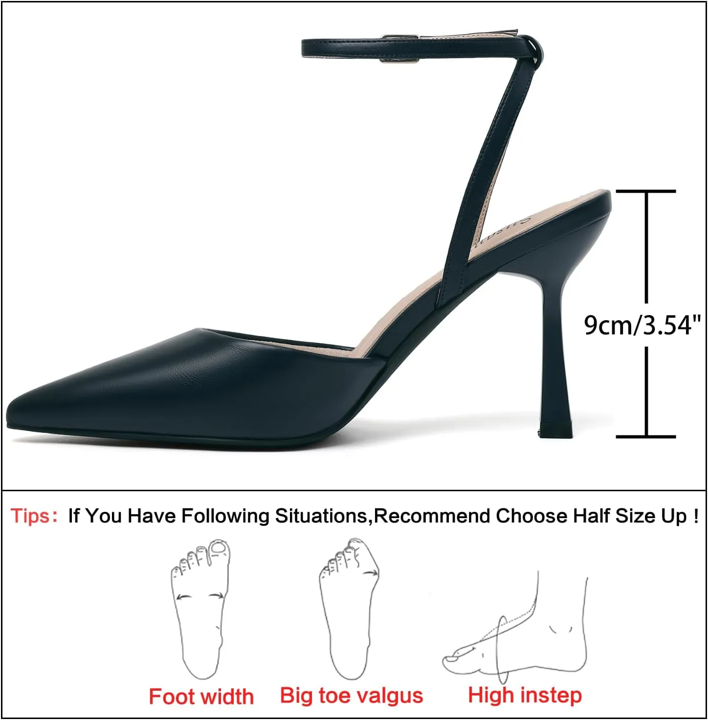 Susanny Heels for Women Stiletto Closed Pointed Toe Backless Dress Shoes High Heels Sexy Kitten Pumps Wedding Guest Party Dance Prom Dressy Comfort Shoes