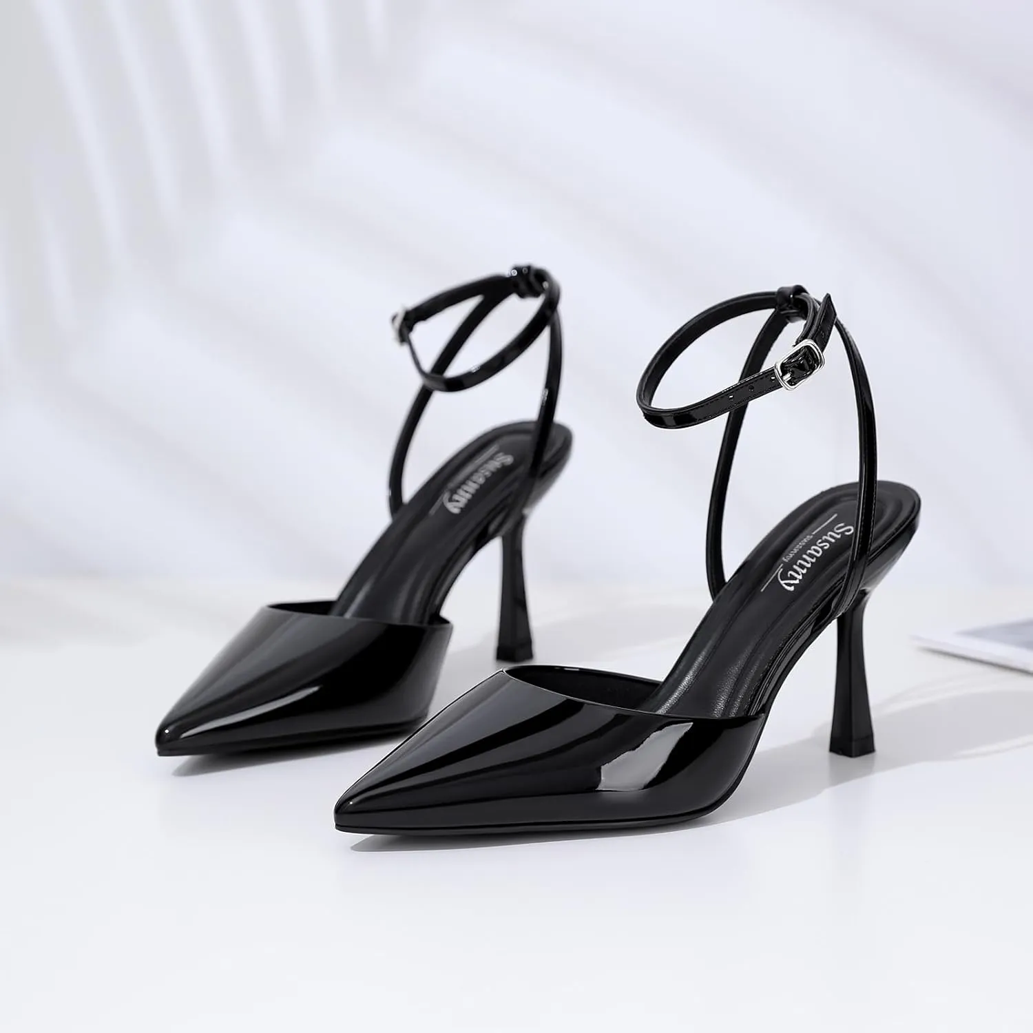 Susanny Heels for Women Stiletto Closed Pointed Toe Backless Dress Shoes High Heels Sexy Kitten Pumps Wedding Guest Party Dance Prom Dressy Comfort Shoes