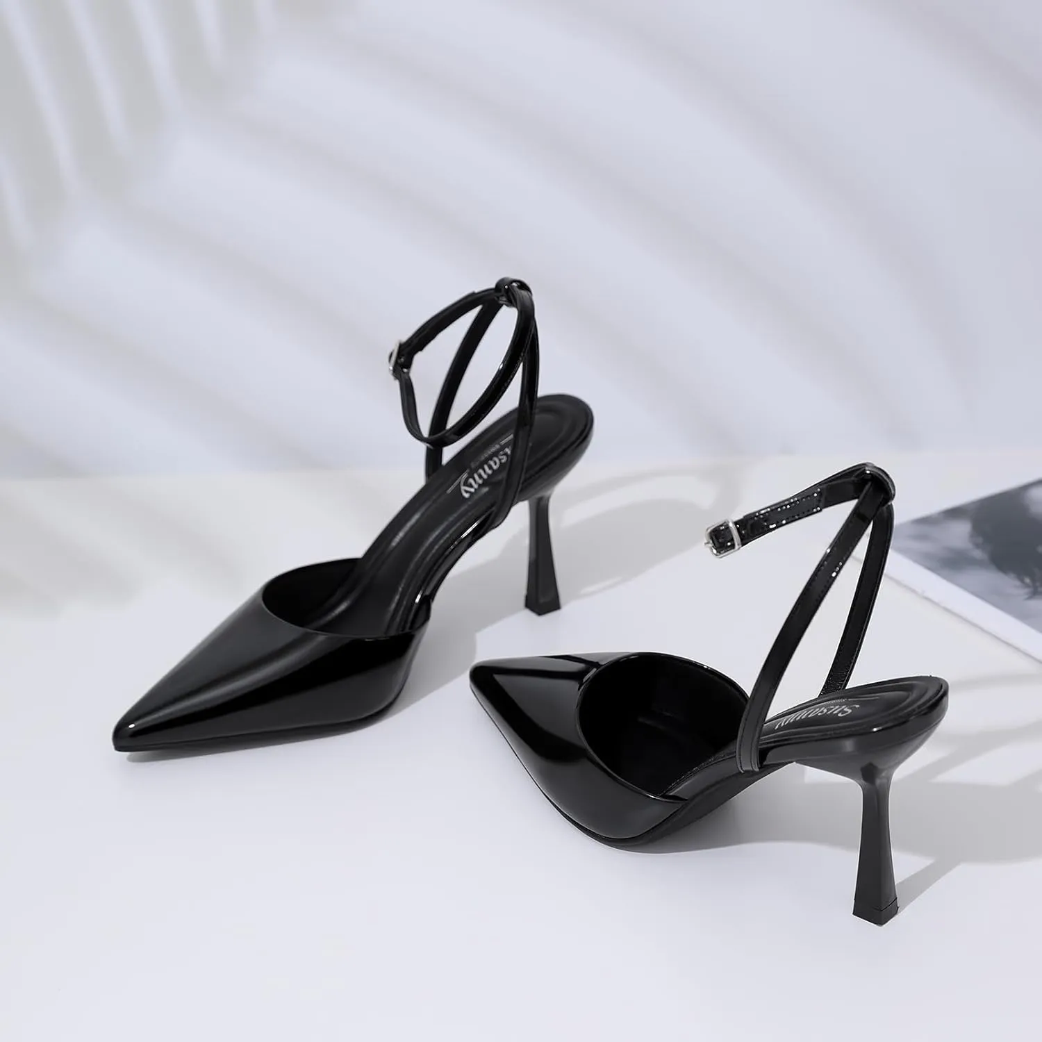 Susanny Heels for Women Stiletto Closed Pointed Toe Backless Dress Shoes High Heels Sexy Kitten Pumps Wedding Guest Party Dance Prom Dressy Comfort Shoes