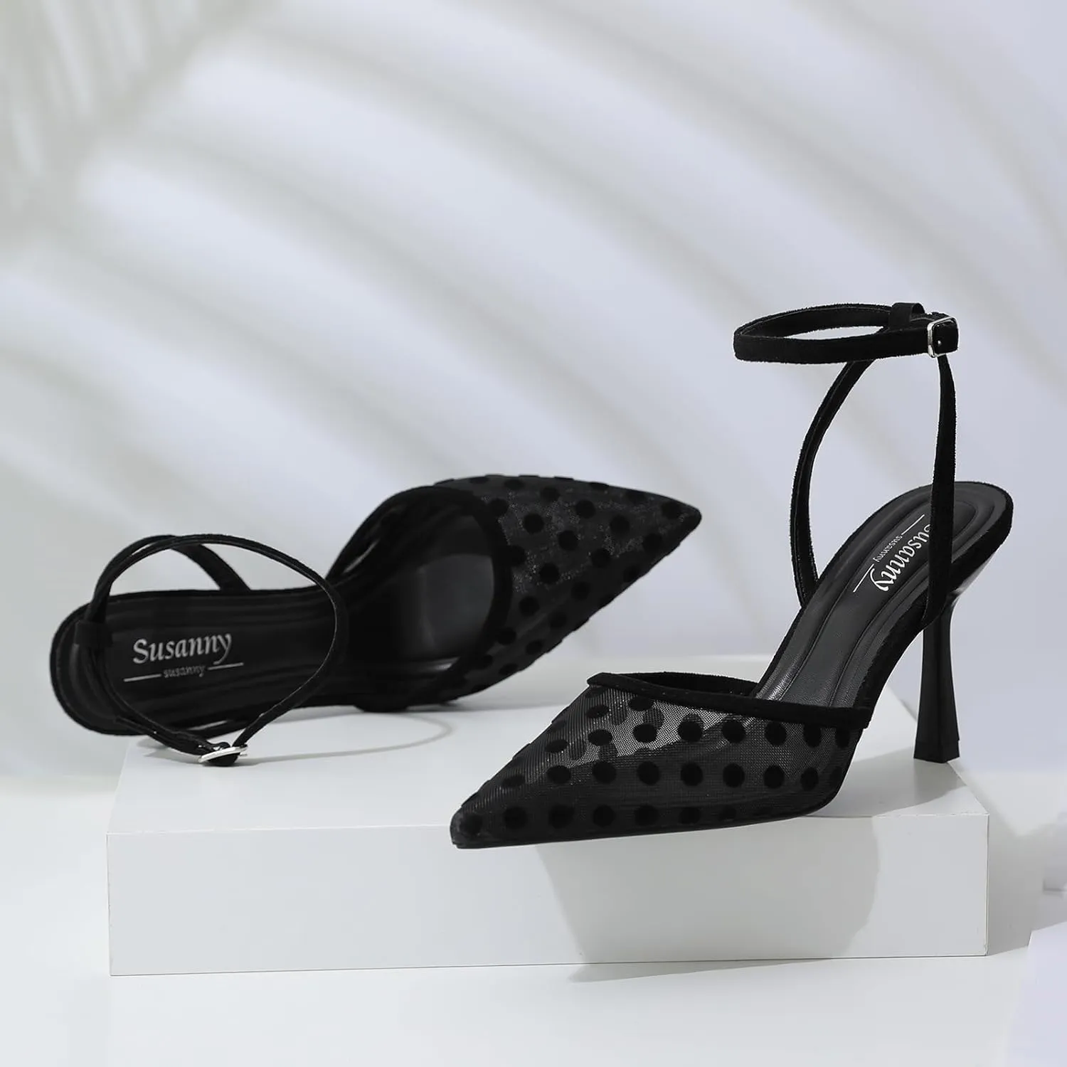 Susanny Heels for Women Stiletto Closed Pointed Toe Backless Dress Shoes High Heels Sexy Kitten Pumps Wedding Guest Party Dance Prom Dressy Comfort Shoes