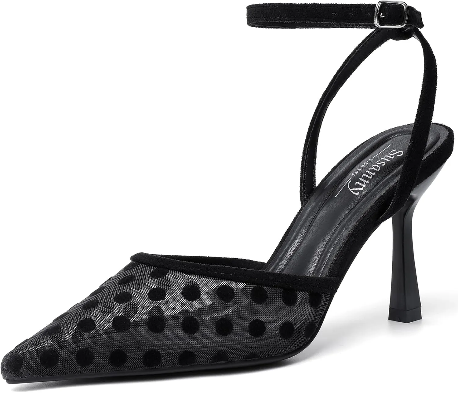 Susanny Heels for Women Stiletto Closed Pointed Toe Backless Dress Shoes High Heels Sexy Kitten Pumps Wedding Guest Party Dance Prom Dressy Comfort Shoes