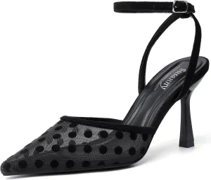 Susanny Heels for Women Stiletto Closed Pointed Toe Backless Dress Shoes High Heels Sexy Kitten Pumps Wedding Guest Party Dance Prom Dressy Comfort Shoes