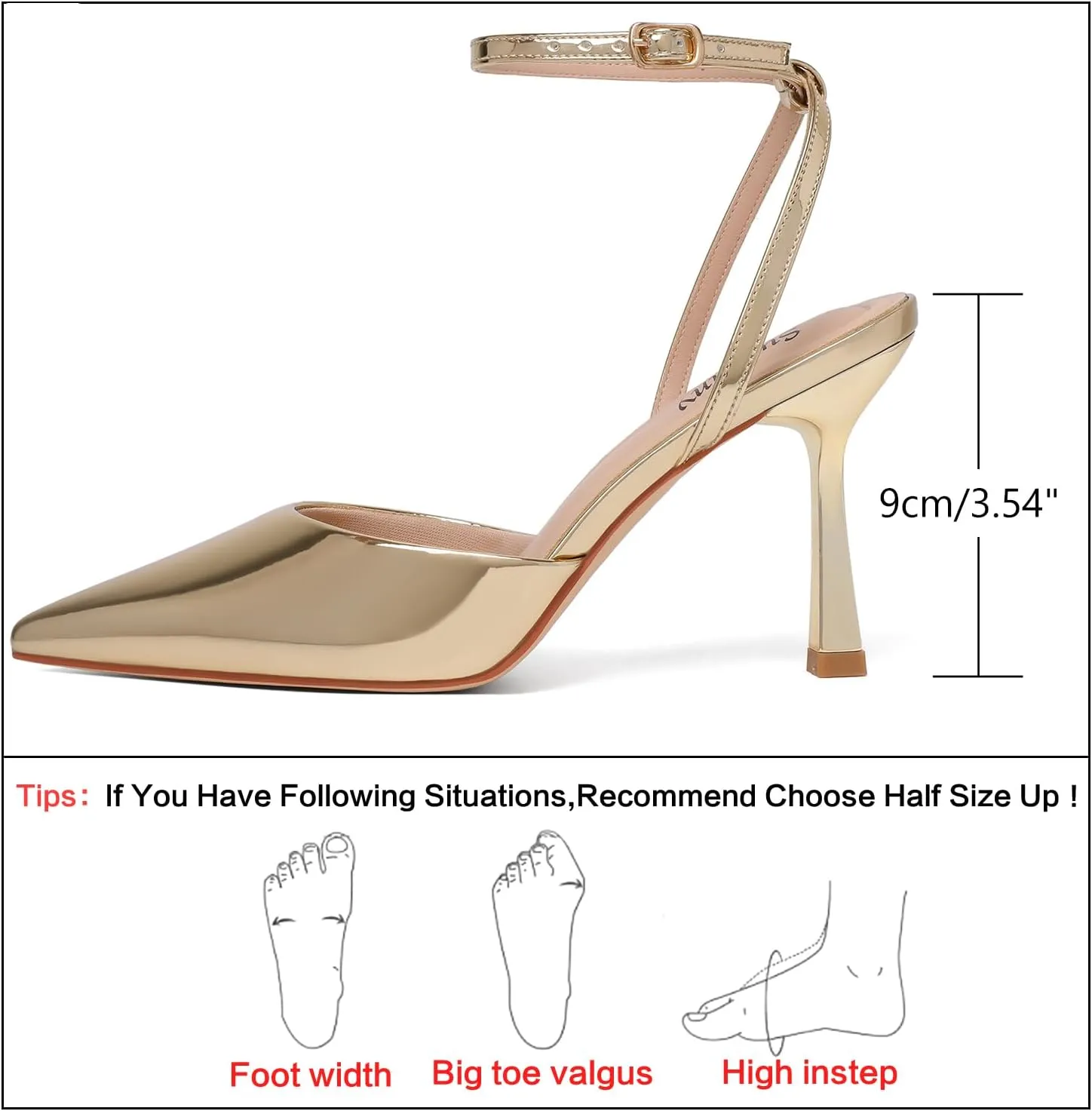 Susanny Heels for Women Stiletto Closed Pointed Toe Backless Dress Shoes High Heels Sexy Kitten Pumps Wedding Guest Party Dance Prom Dressy Comfort Shoes